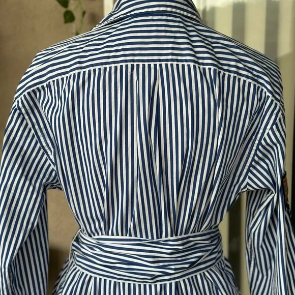 Polo by Ralph Lauren Striped Asymmetrical Shirt Dress with pockets and Patches - Picture 7 of 15